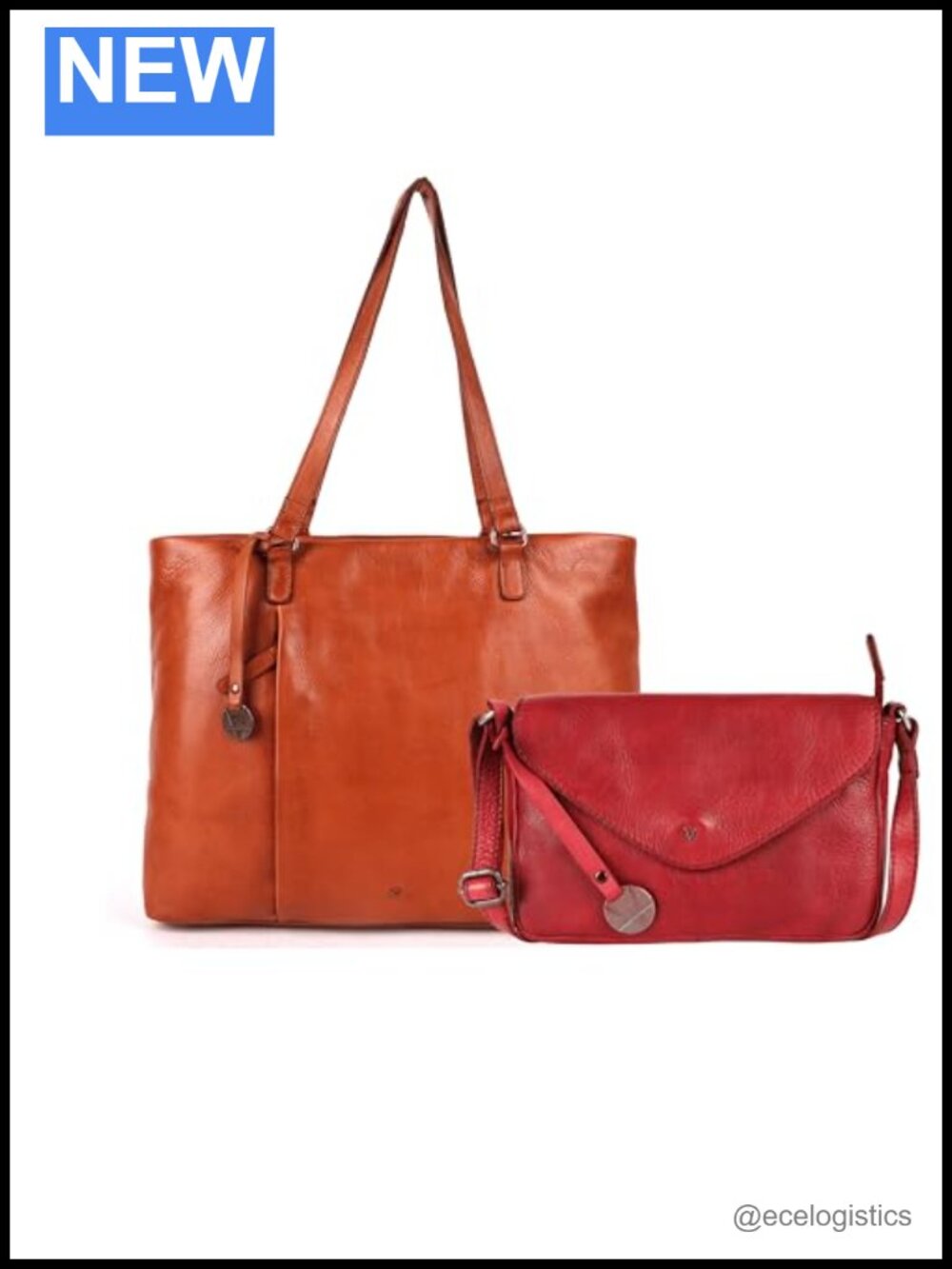 Genuine Italian Leather Tote, Crossbody, Satchel Purse Set - Adjustable Strap